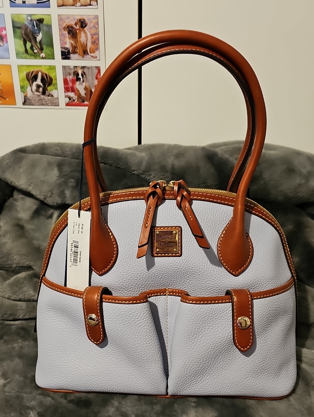 Dooney & Bourke  Pebble Leather Satchel with Tan Trim